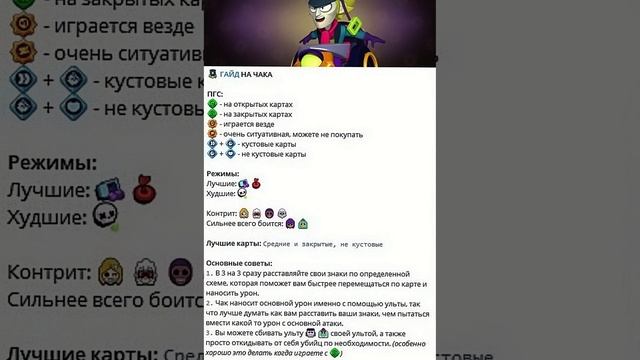 Гайд на Чака! ( подпишись на тг в комм )  #brawlstars #holdik #gaming #bubs