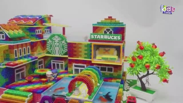 Магнитные шарики - Строим Старбакс! В Мини-Кофейне Starbucks Есть Бассейн И Радужные Ворота