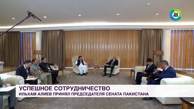 Ильхам Алиев провел переговоры с председателем Сената Пакистана