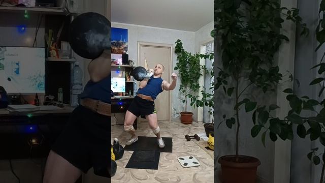 Толчок гири 60 кг. по длинному циклу.