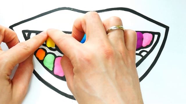 Раскраска Зубов и Губ с помощью Плей До для Детей - Teeth and Lips Coloring from Play Doh for Kids