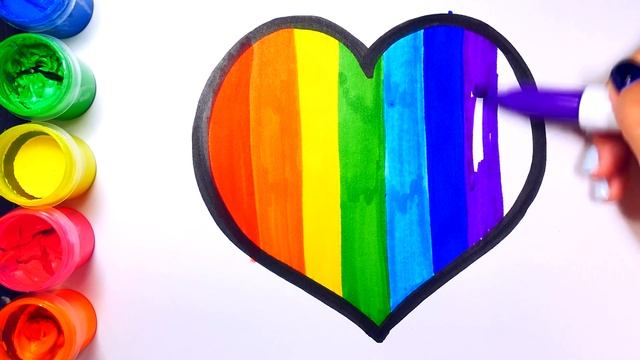 How to Draw and Coloring Glitter Rainbow Heart / Рисуем и Раскрашиваем Сердце