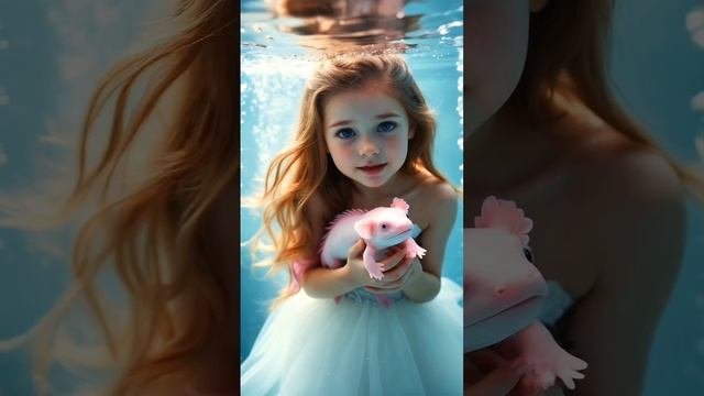 Девочка с неизвестным существом под водой