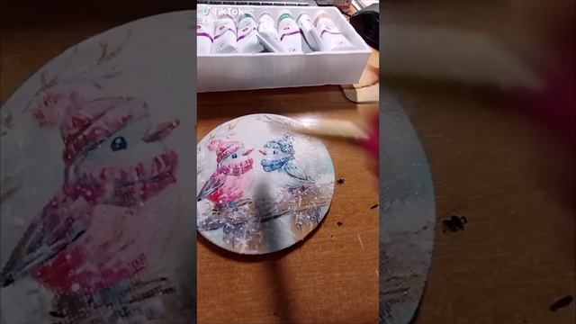 Просто магнитик с птичками, холст, акрил, лак