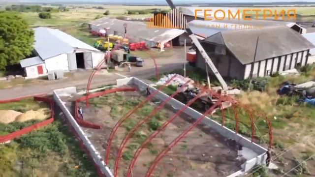 Монтаж арок каркасного ангара Шлем