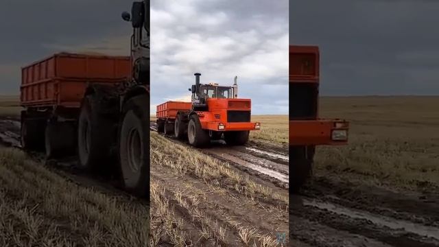 Красный Т-150 едет