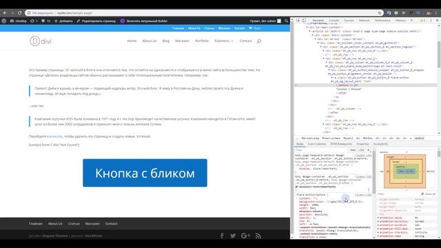Как сделать кнопку с бликом в Divi и Elementor