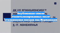Опубликован список госпитализированных после столкновения поездов под Мурманском