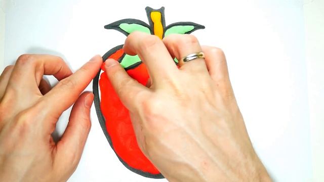 Лепим клубничку из Плей До на бумаге / Coloring Strawberry Play Doh