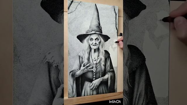 Артритная ведьма #шортс #арт #портрет #хобби #своимируками #рисунок #рисование #графика #inktober