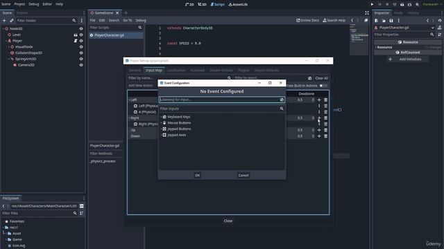 5. Setting up the input map