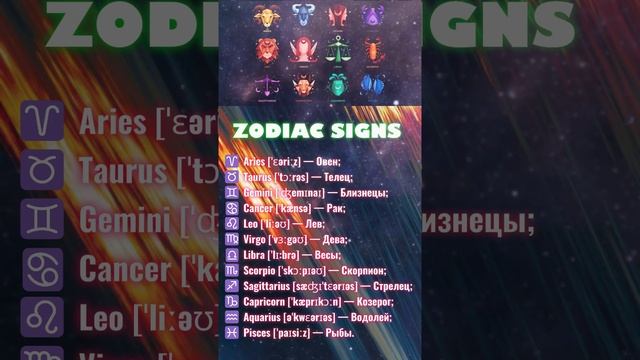 Zodiac Signs  #астрология #английский