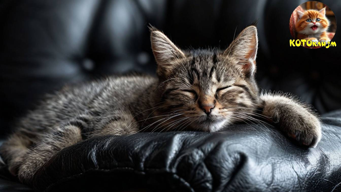 Котенок спит, а голова скатывается!