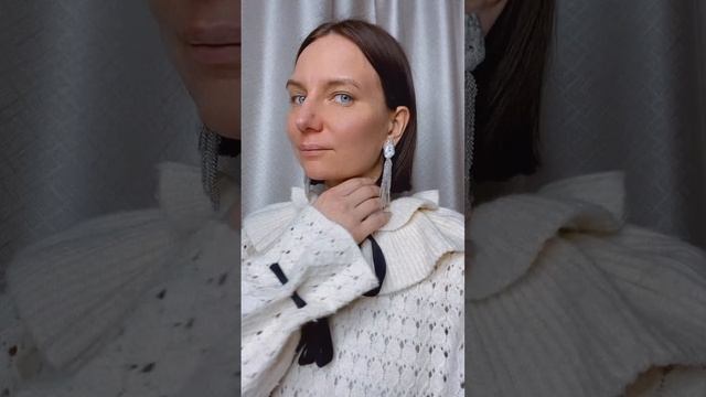 Серьги змейки с цепочками серебристые