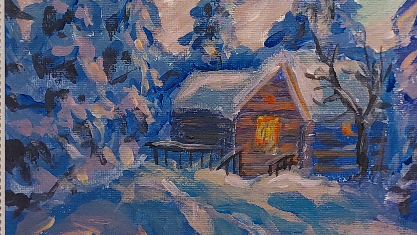 рисуем зимний пейзаж.