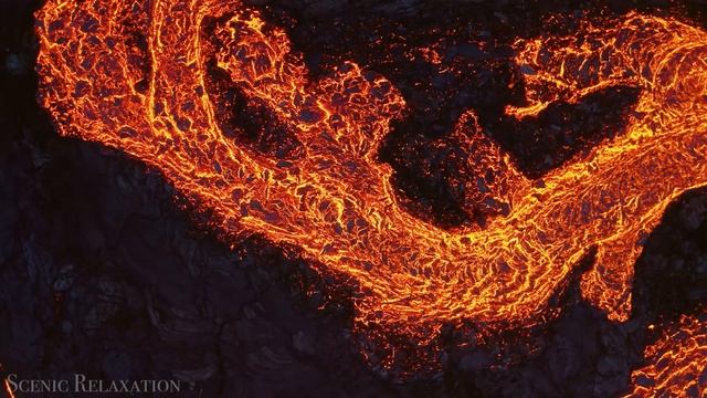Вулкан и лава — живописный расслабляющий фильм с успокаивающей музыкой