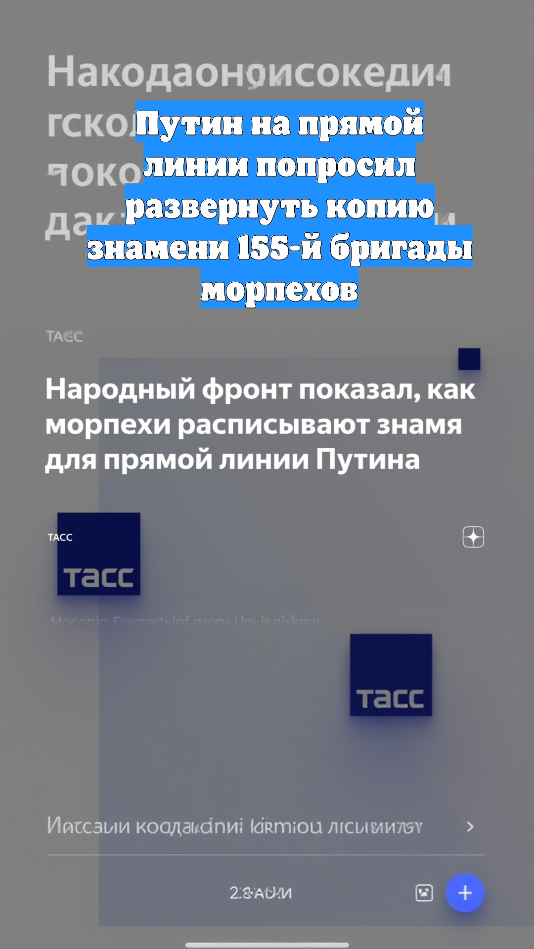 Путин на прямой линии попросил развернуть копию знамени 155-й бригады морпехов