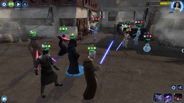 SWGOH Highlights Великая арена 5х5 - Старкиллер vs ЛРей на автобою