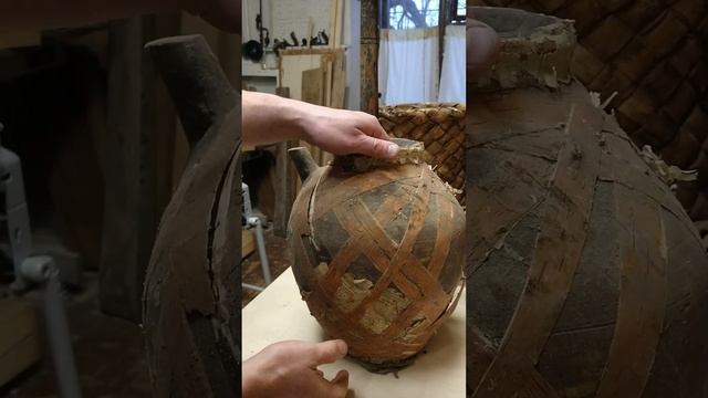 Birch Bark and Ceramic Vessel
