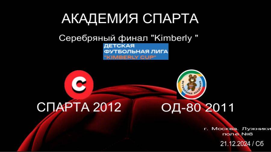 Спарта 2012 - ОД80 2011 (1:2) 21.12.2024 Кимберли. Финал - Серебряный кубок
