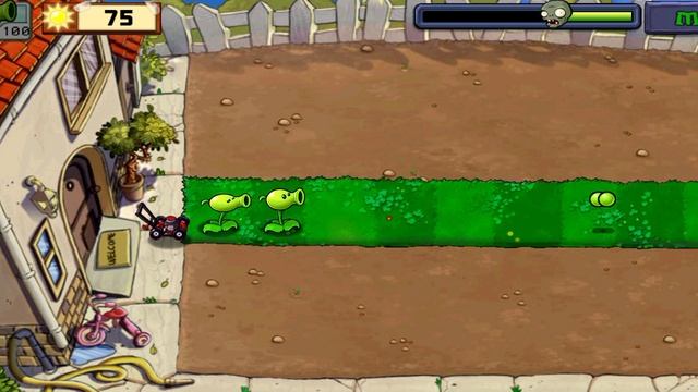 Прохождение первого уровня в Plants vs Zombies. FREE.