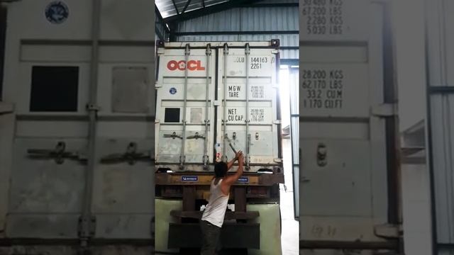 Closing 20" feet container filled with coconut charcoal briquettes for hookah