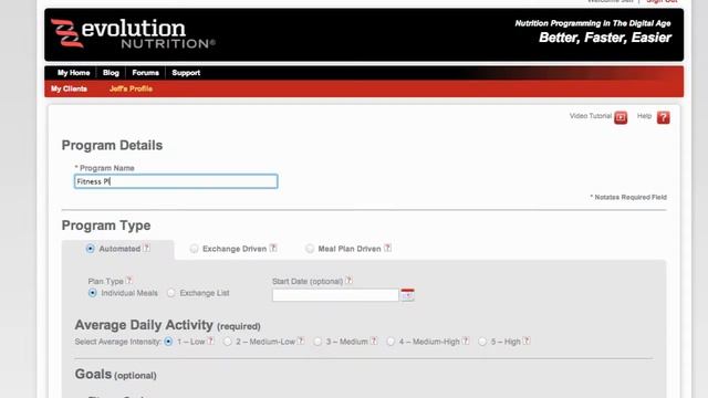 Evolution Nutrition Menu Planning Software - Fitness Edition Overview