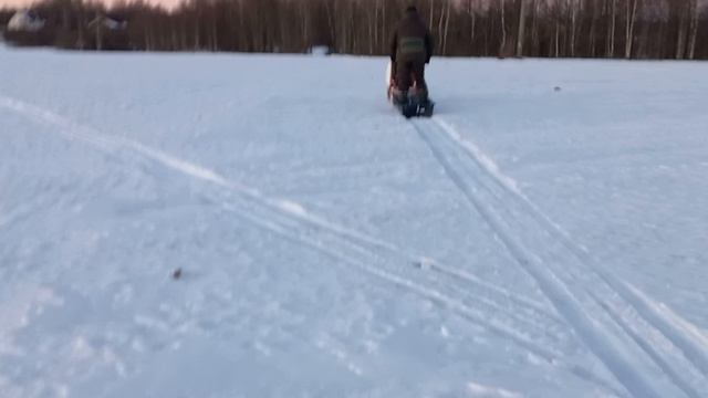 Зимние покатушки на самодельном мотобуксировщике