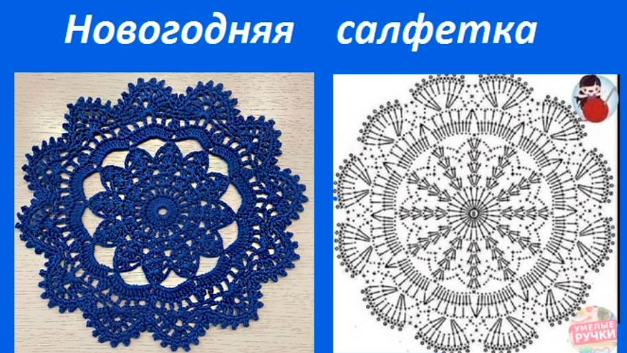 НОВОГОДНЯЯ САлфетка , вязание крючком по схеме