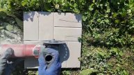 распил тротуарной плитки с применением воздуходувки малютки 220В