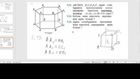 5.8;5.9;5.10;5.11;5.12;5.13;5.14, В-тобы. 10-сынып ГЕОМЕТРИЯ. Кеңістіктегі түзулердің паралельдігі