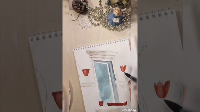 Городской скетч.Балкончик.