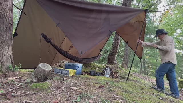 CAMP 40 代おじさんのリアルなソロキャンプ【夜から雨】ночной дождь