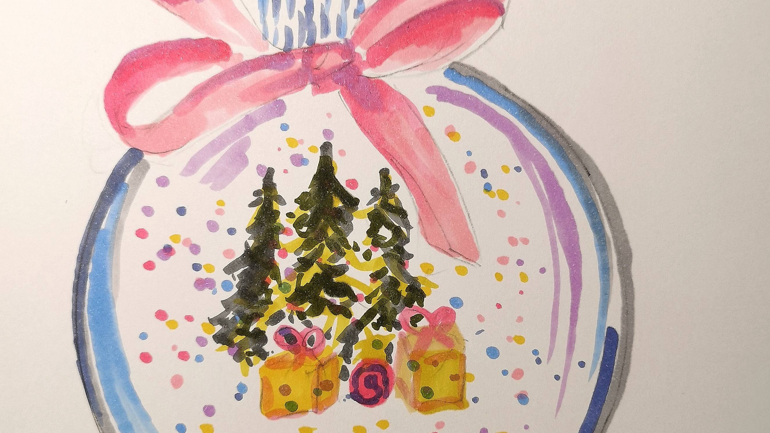 Елочная игрушка маркерами