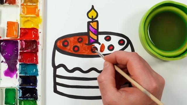 Давайте научимся рисовать Шоколадный праздничный торт! Рисование, раскраска, Рисование для детей