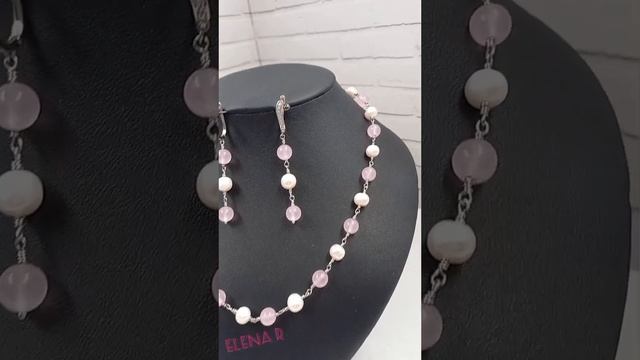 Комплект для Марины из Таллина. Жемчуг, розовый кварц. Переделка.