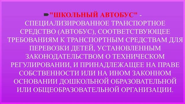 ПДД РФ. Урок № 10. Общие положения. Уступить дорогу, участник дорожного движения, школьный автобус