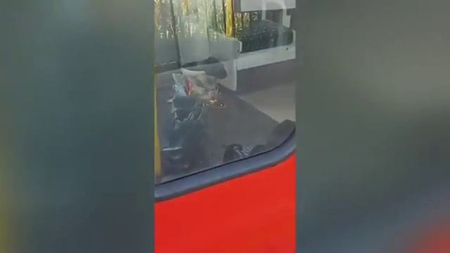Burning device filmed on tube carriage at Parsons Green BeatsLoop