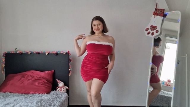 [4K]🎄Christmas Try-On Haul - Red dresses _ Curvy Model