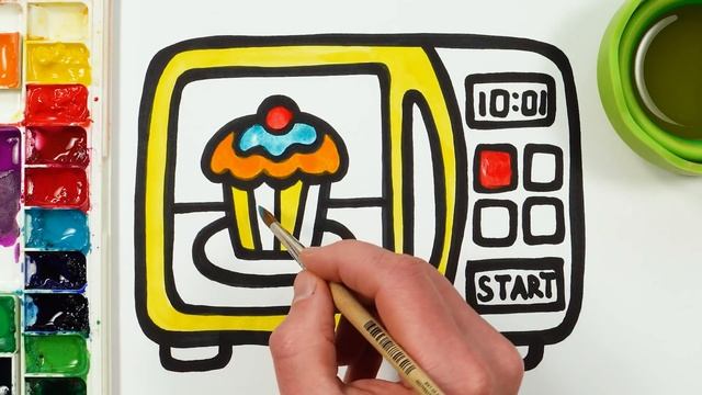 Микроволновая печь - Давайте научимся рисовать и раскрашивать  микроволновку! Рисование для детей
