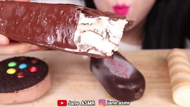 ASMR MMS CHOCOLATE ICE CREAM GIANT CHOCOLATE ICE CREAM LIP ICE CREAM 아이스크림 먹방 JANE ASMR 제인