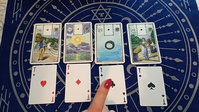 Тузы (Червей, Бубен, Треф, Пик) в картах колоды Ленорман.