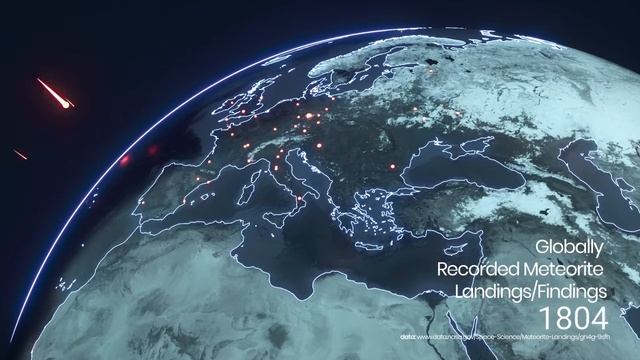 Места падения метеоритов за последние 500 лет