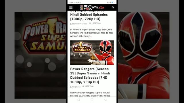 How to download power rangers super samurai all episode in hindi