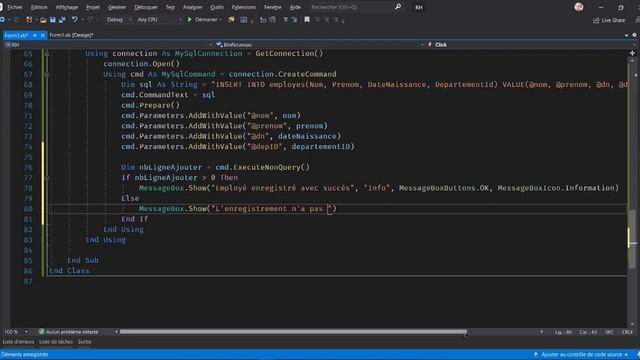 7 - Logiciel de gestion RH en VB.NET : Enregistrement, Edition des employes