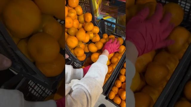 Мандарин крупный, проверка содержимого ящика