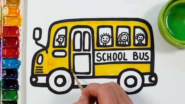 Давайте узнаем, как нарисовать и раскрасить школьный автобус! Простая живопись, рисование, раскраска
