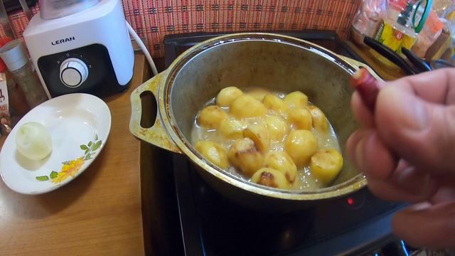 Тушёное мясо с картошкой в казане.   23.12.2024 г.