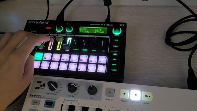 Roland mc-101 and arturia keystep