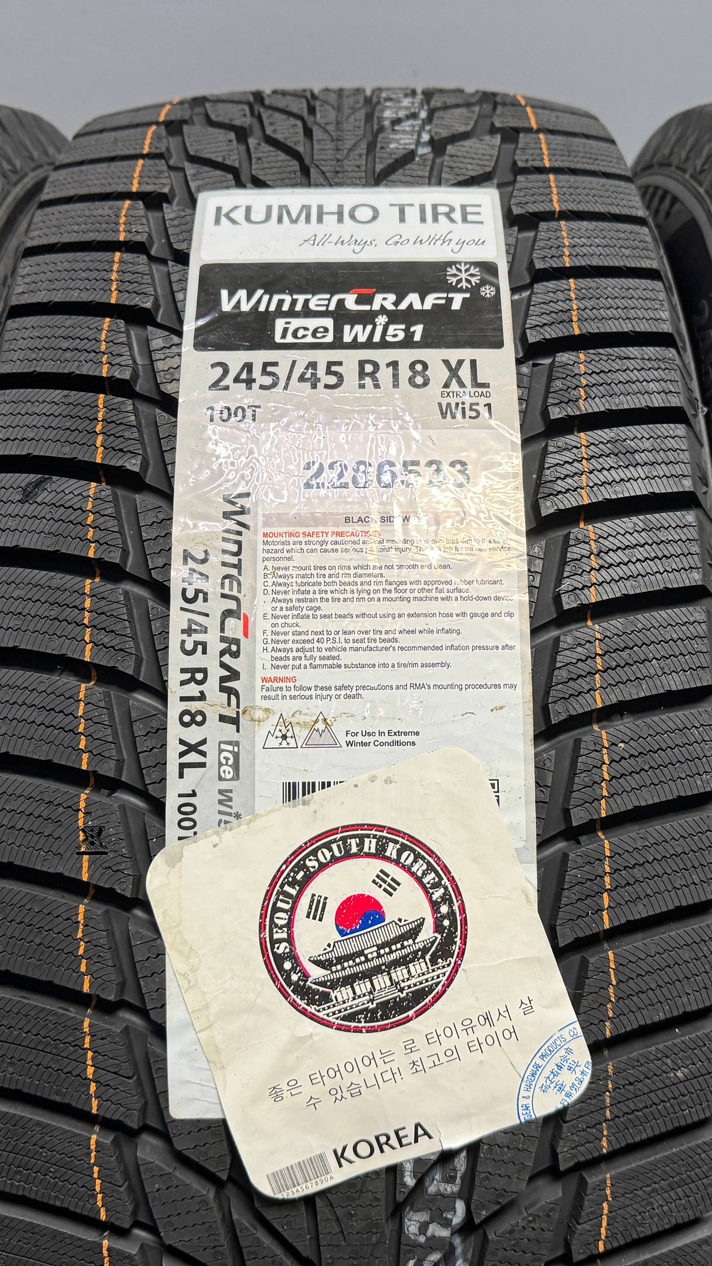 KUMHO WINTERCRAFT ICE WI51 245/45 R18 100T